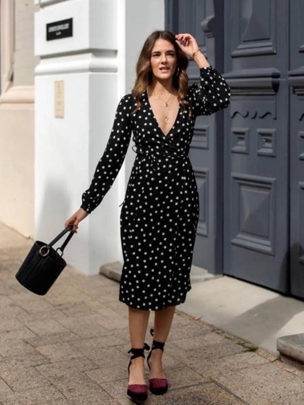 Réalisation Par Violette Wrap Dress | Small | Black Polka Dot